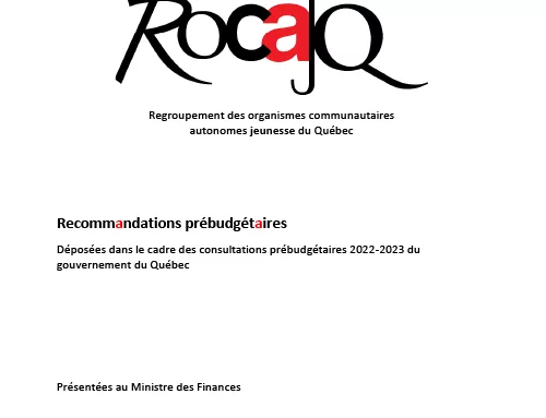 Recommandations prébudgétaires 2022-2023